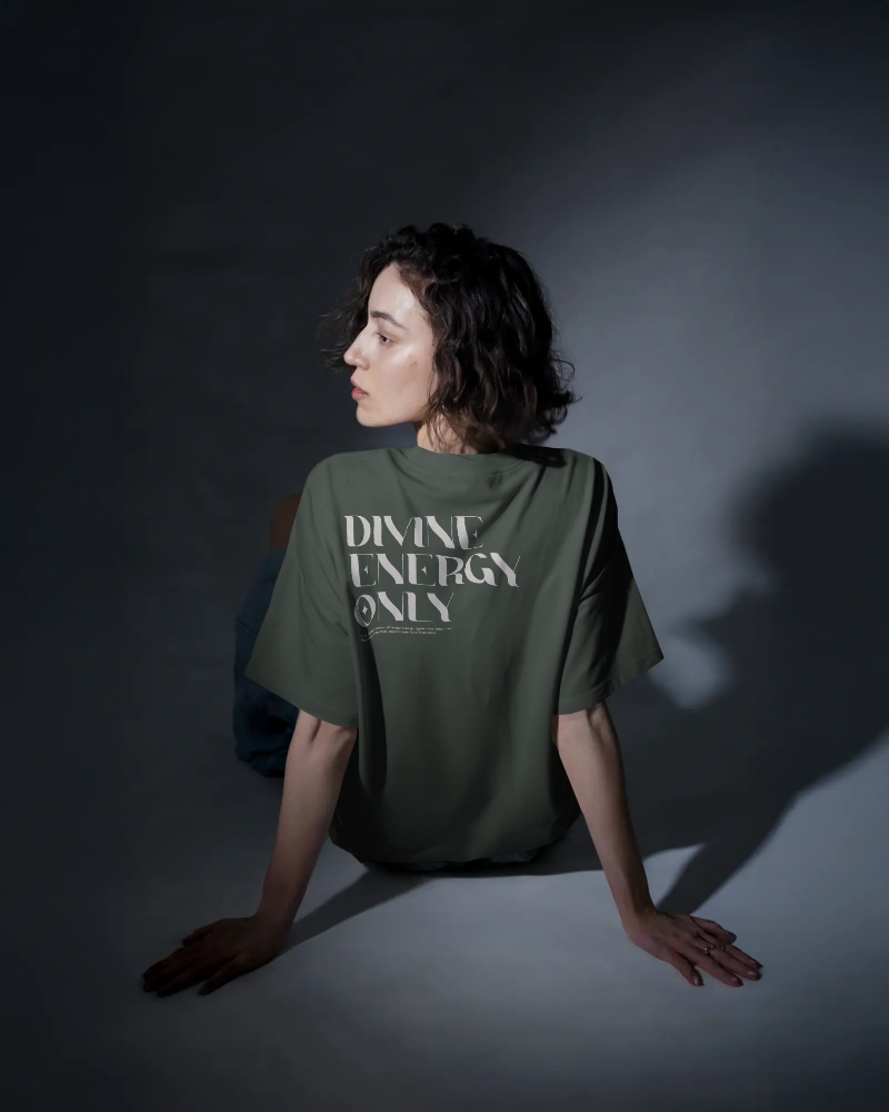 Divine Energy - Oversized Olive Green T-shirt Dark Edition | Unisex