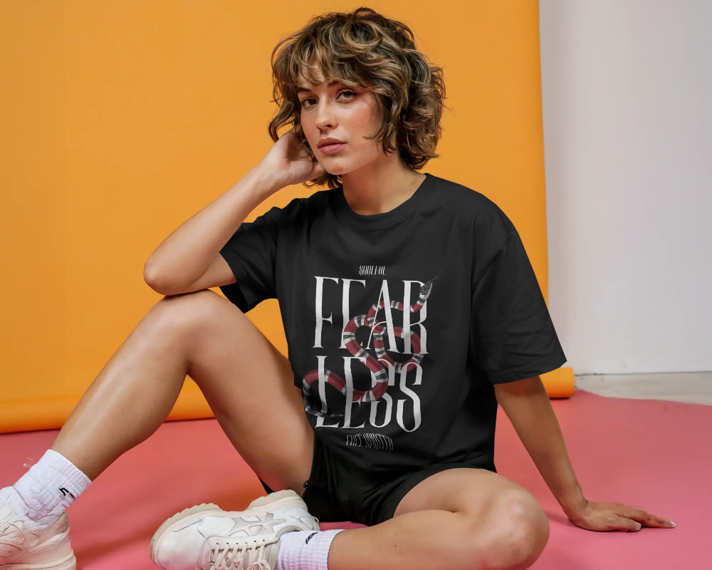 Soulful T Shirt | Fearless & Free Spirited - Unisex Oversized T-shirt Black