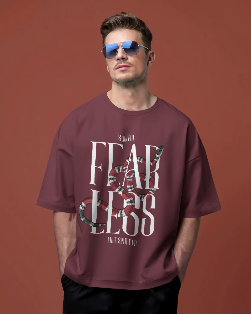 Soulful T Shirt | Fearless & Free Spirited - Unisex Oversized Maroon T-shirt