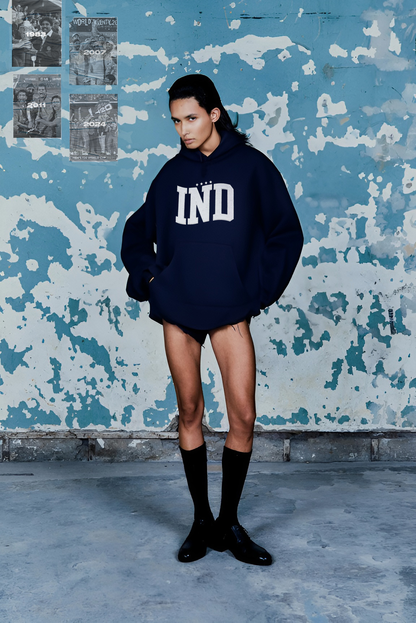 INDIA CHAMPIONS EMBROIDERY OVERSIZE HOODIE - NAVY BLUE