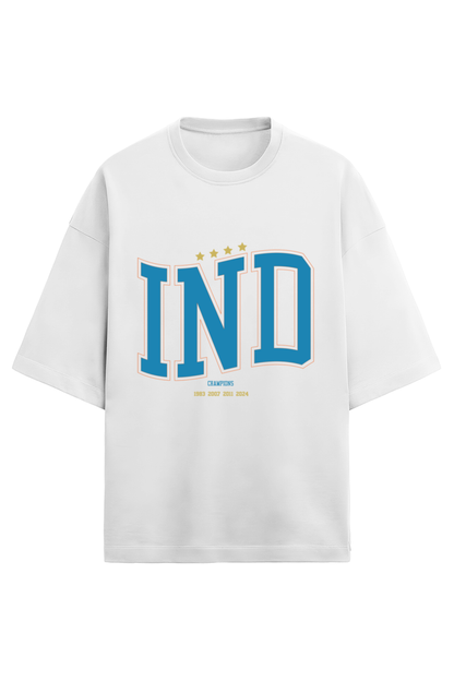 INDIA World Champions Oversized French Terry T-shirt - White & Gold