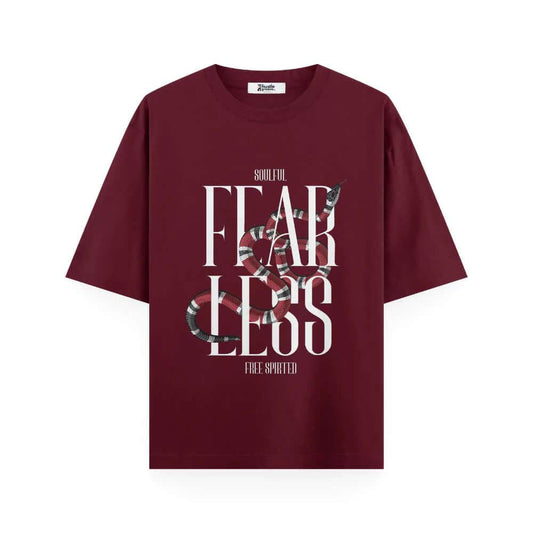 Soulful T Shirt | Fearless & Free Spirited - Unisex Oversized Maroon T-shirt