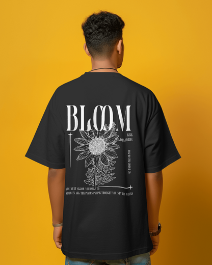 Bloom - Unisex Oversized  Back Print Black T-shirt Dark Edition
