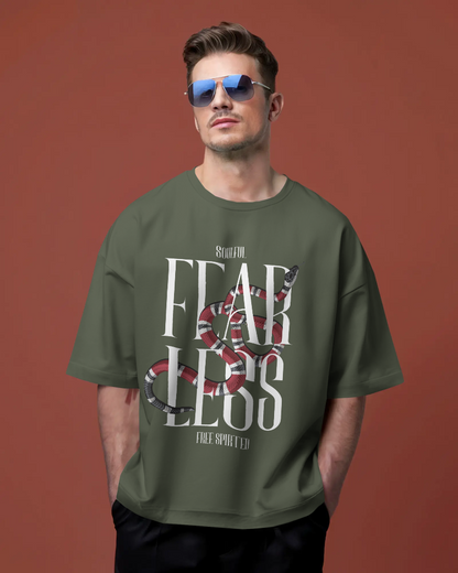 Soulful T Shirt | Fearless & Free Spirited - Unisex Oversized Olive Green T-shirt