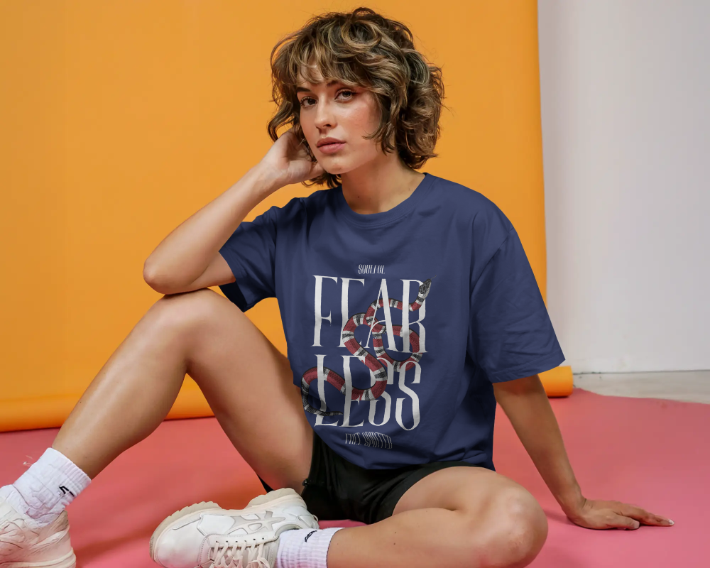 Soulful T Shirt | Fearless & Free Spirited - Unisex Oversized Petrol Blue T-shirt