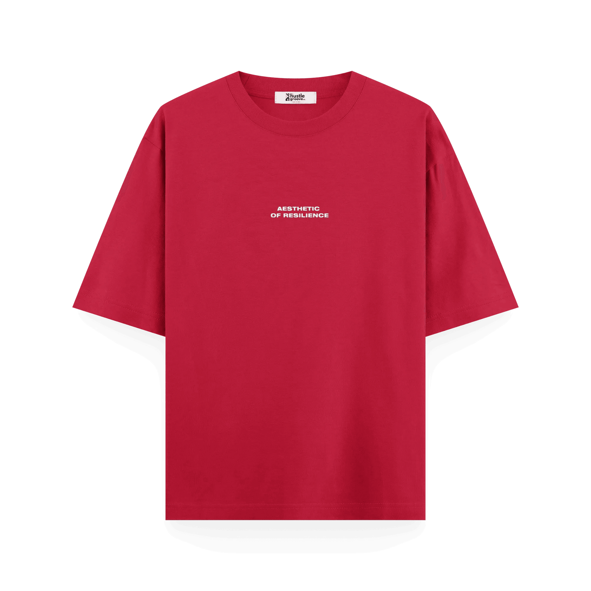  Hustle  Front Oversized Red  T-Shirt