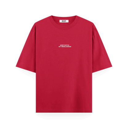  Hustle  Front Oversized Red  T-Shirt