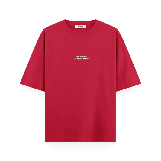  Hustle  Front Oversized Red  T-Shirt