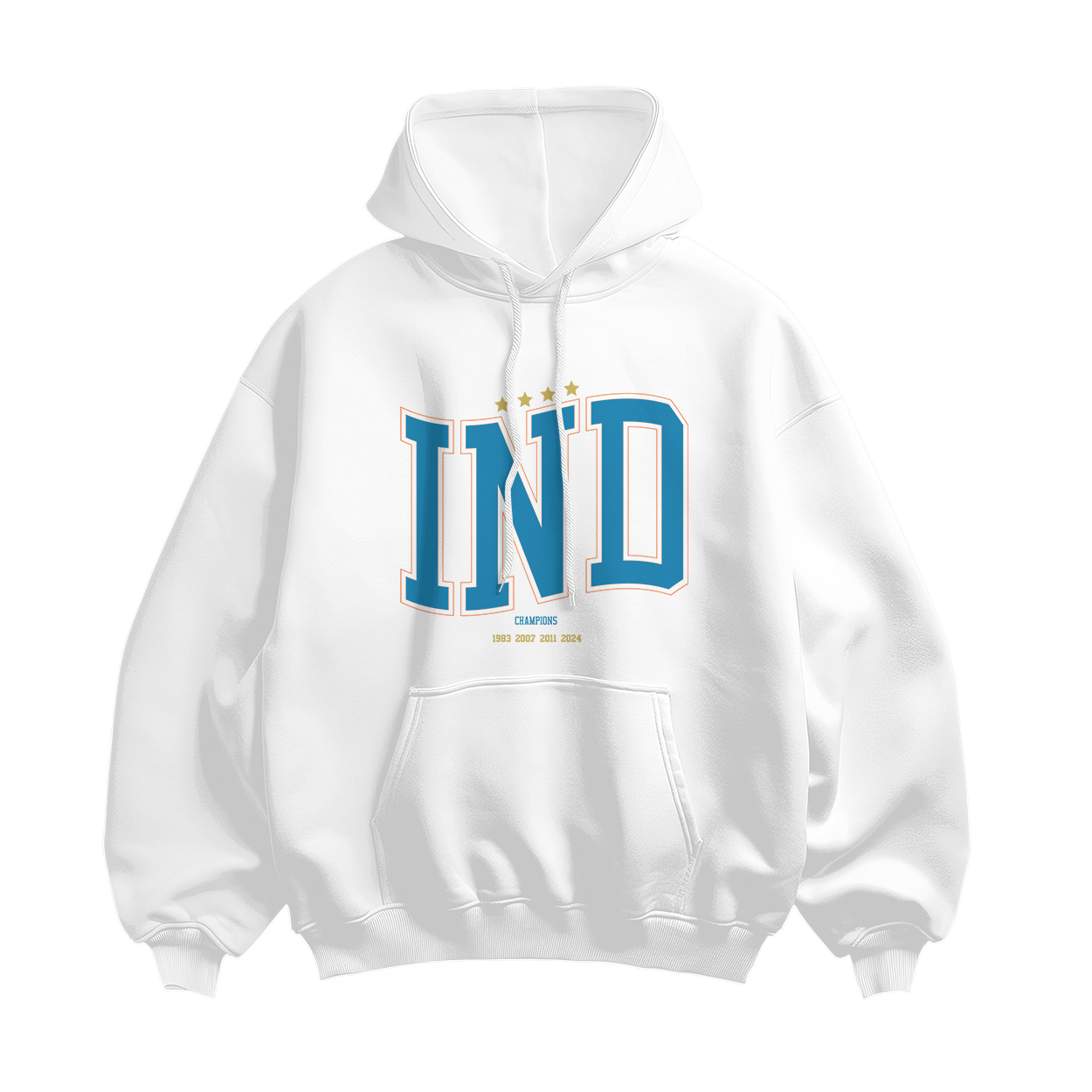 INDIA World Champions Oversized Hoodie - White & Gold