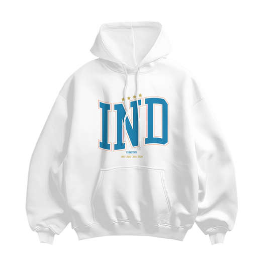 INDIA World Champions Oversized Hoodie - White & Gold