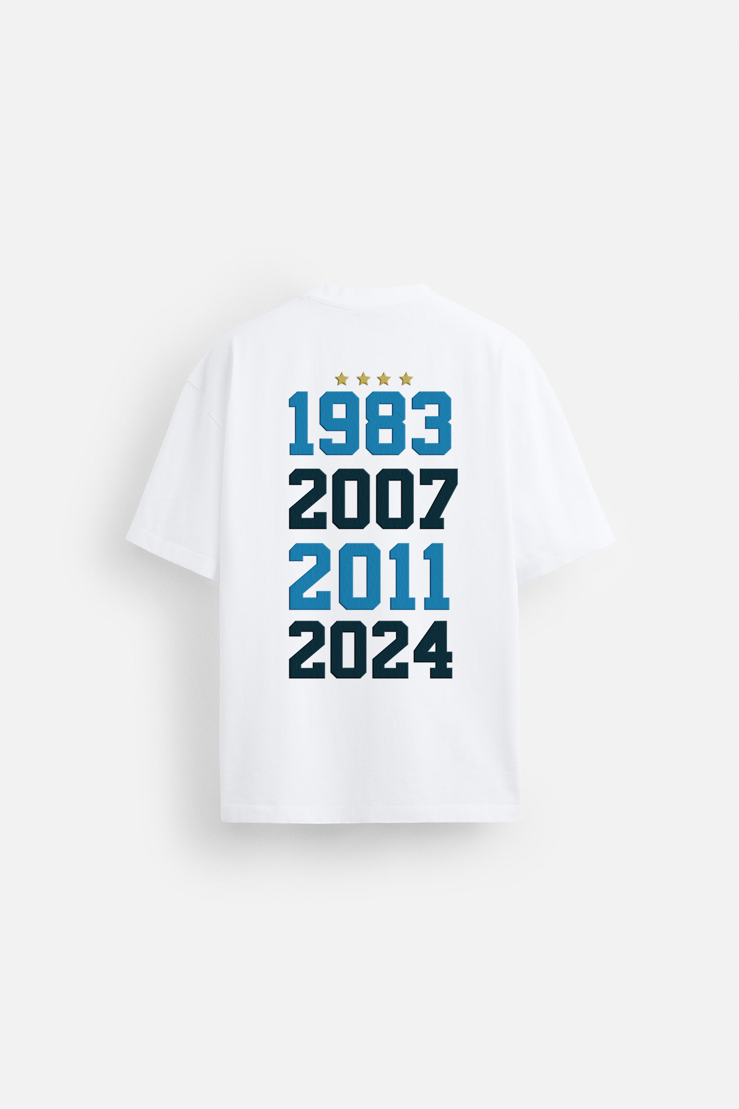 INDIA WORLD CHAMPIONS WINNING YEARS OVERSIZE TSHIRT - WHITE