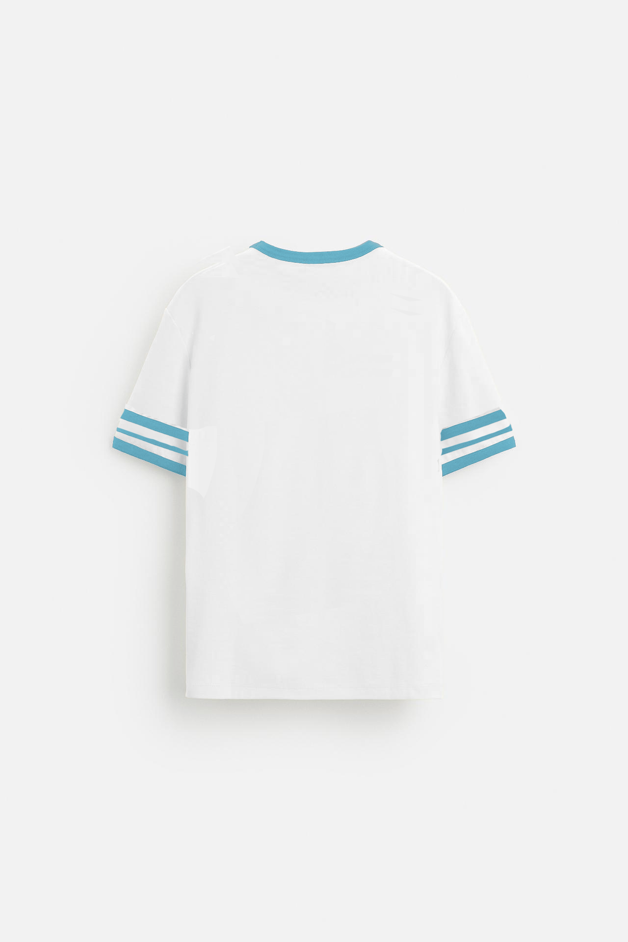 INDIA CONTRAST RIB OVERSIZED T-SHIRT  - WHITE BLUE