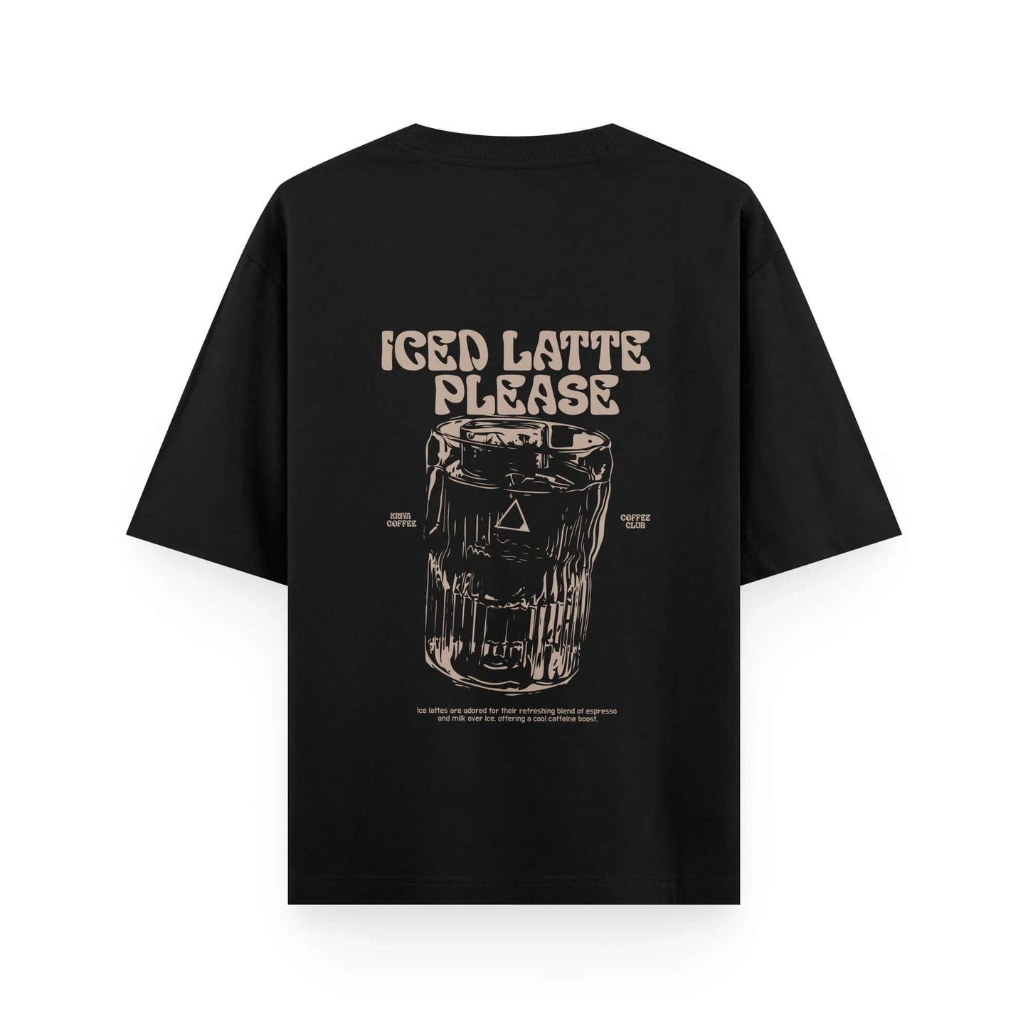 KINYA-ICED LATTE PLEASE UNISEX BLACK T-SHIRT