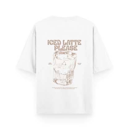 KINYA-ICED LATTE PLEASE UNISEX WHITE T-SHIRT