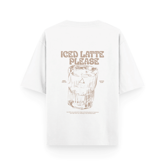 KINYA-ICED LATTE PLEASE UNISEX WHITE T-SHIRT