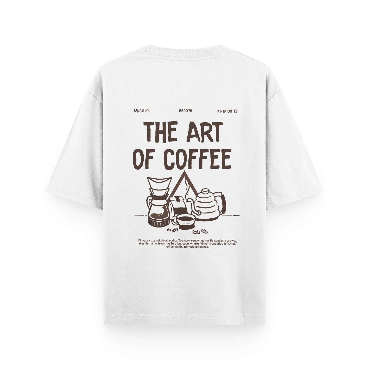 Kiny art of coffee back white  T-shirt 