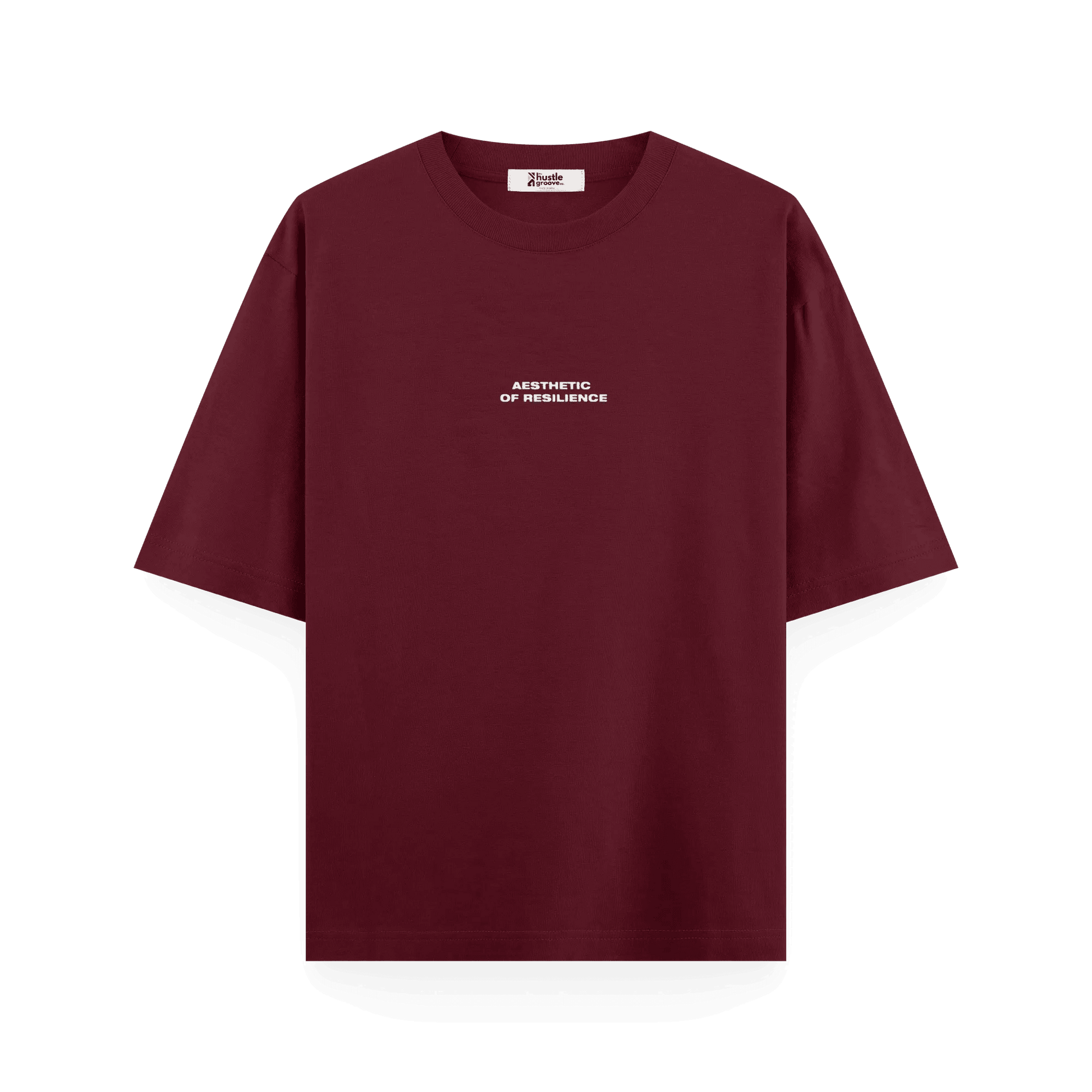 Maroon AOR Front Oversized T-Shirt Mockup