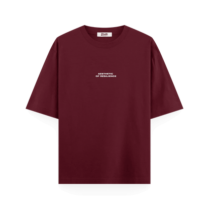 Maroon AOR Front Oversized T-Shirt Mockup