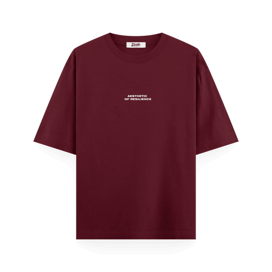 Maroon AOR Front Oversized T-Shirt Mockup