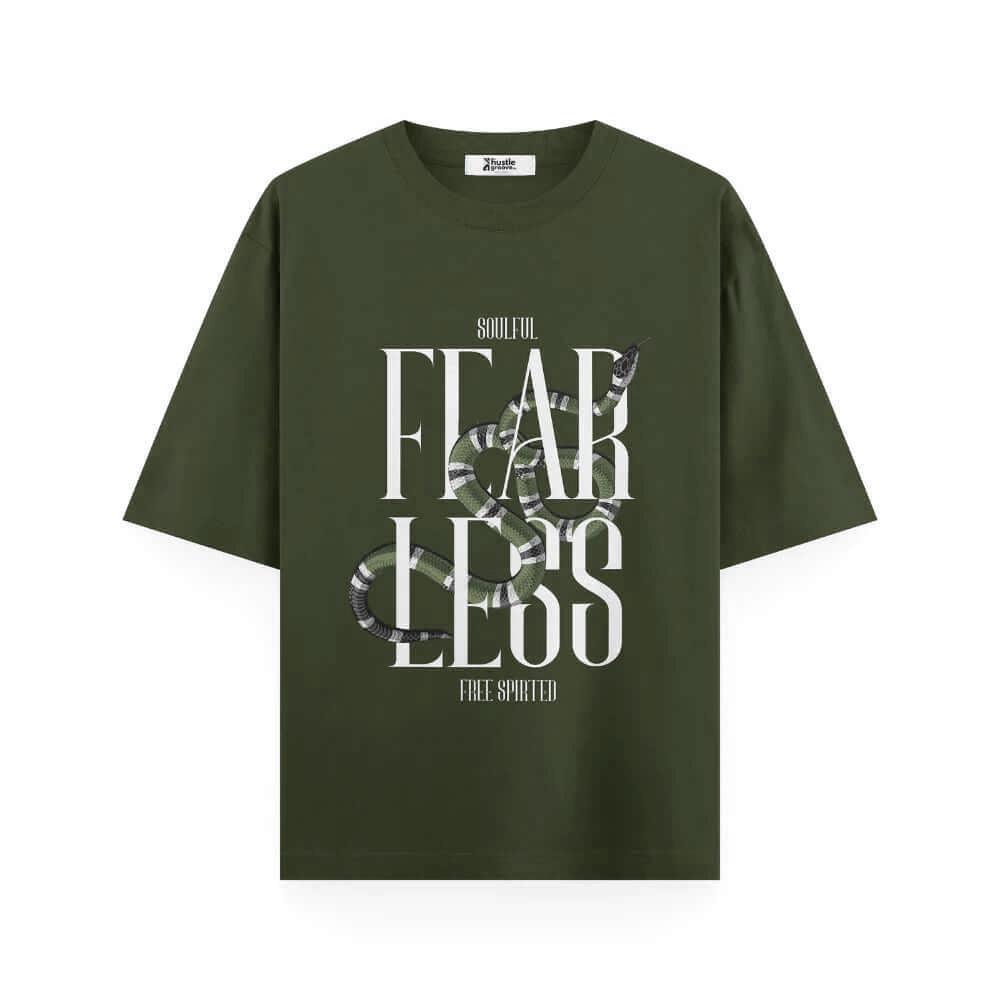 Soulful T Shirt | Fearless & Free Spirited - Unisex Oversized Olive Green T-shirt