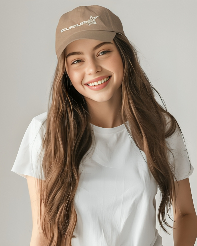 Future Star Embroidery Text - Khaki Baseball Cap