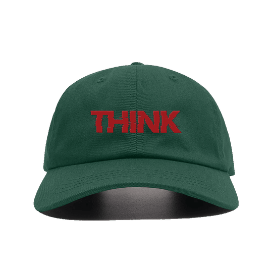 Think - Embroidery Text - Bottle Green Baseball Cap