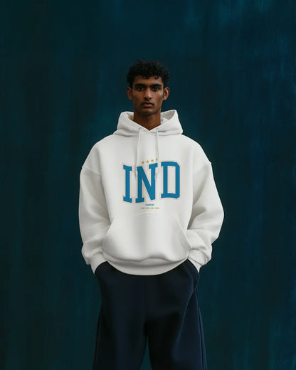 INDIA World Champions Oversized Hoodie - White & Gold