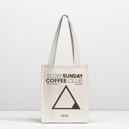 KINYA SLOW SUNDAY COFFEE CLUB ZIPPER TOTE WHITE